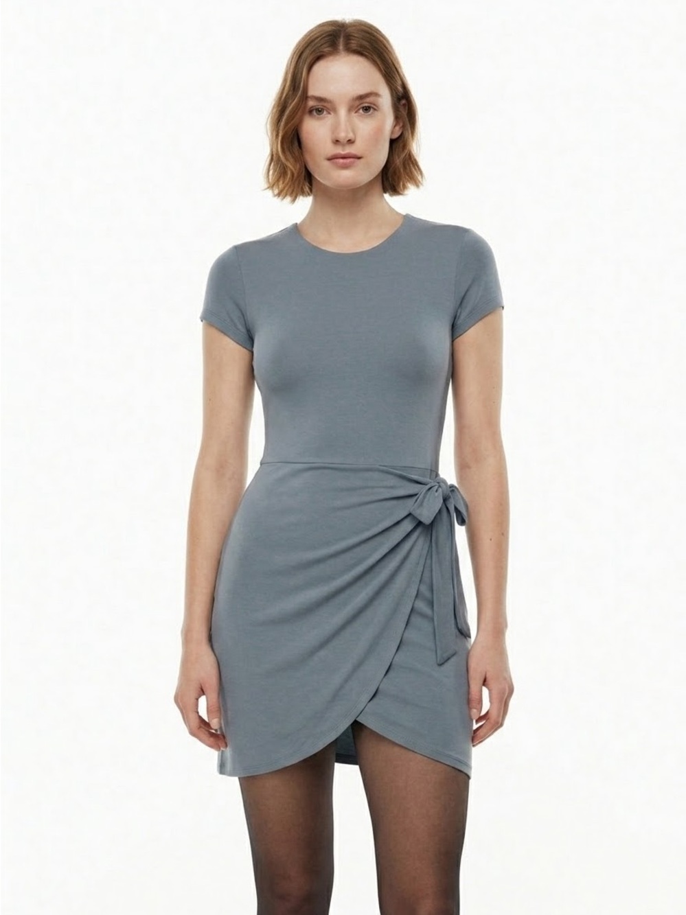 Wilfred Dusty Blue Saturn Side Tie Mini Dress